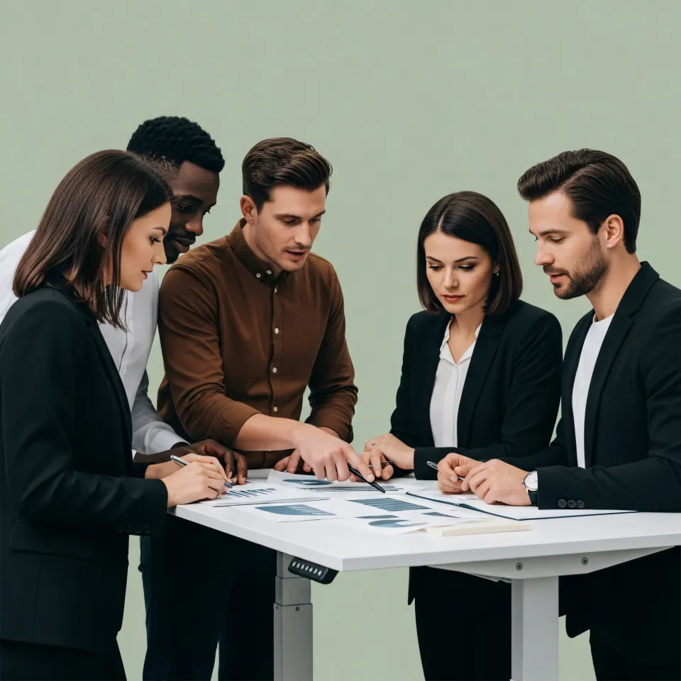 Consultores em reunião dedicada